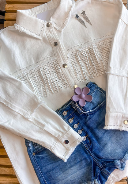 Knicks Studded Fringe Denim Jacket
