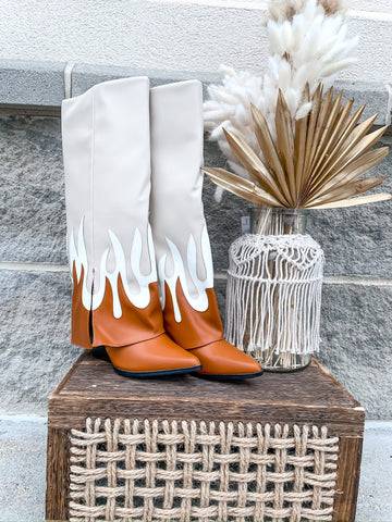 Flammin' Tan Fold Over Boots