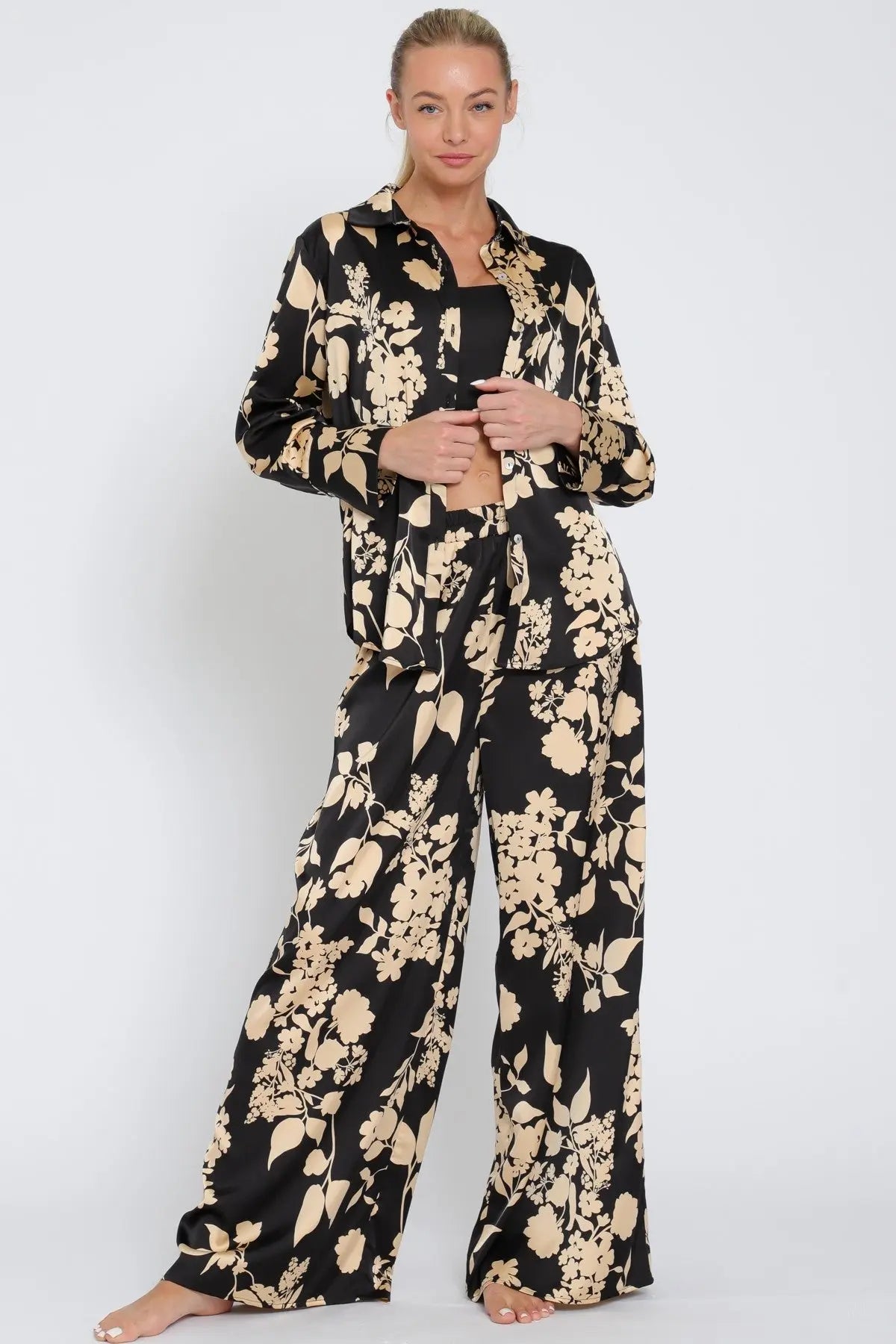 Midnight Blossom Button Up Blouse 