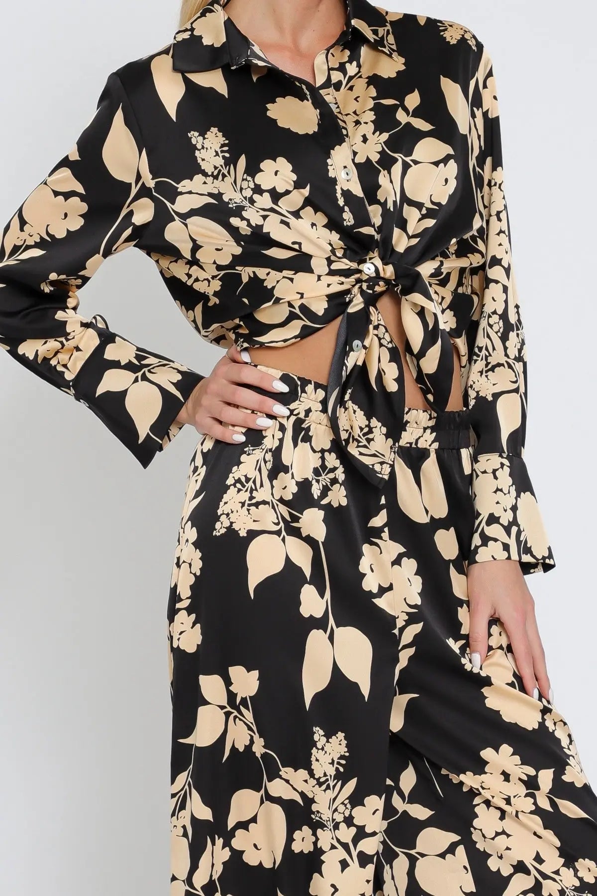 Midnight Blossom Palazzo Pants 