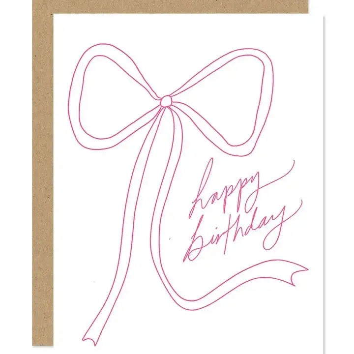 Pink Bow Happy Birthday Card - Golden Hour BoutiqueGreeting Cards