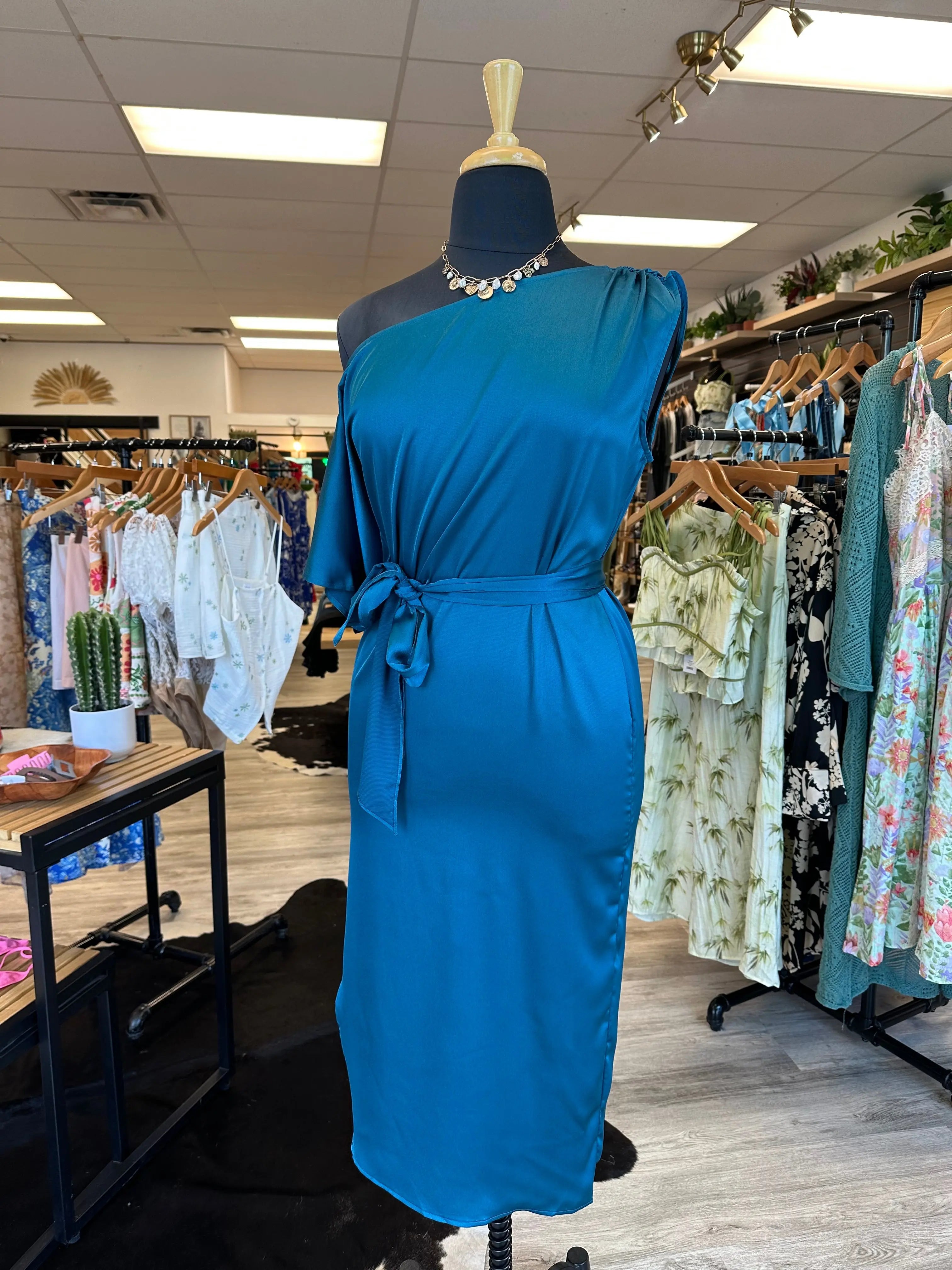 Satin Seas Midi Dress 