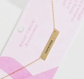 Survivor Cancer Awareness Bar Necklace - Golden Hour Boutique