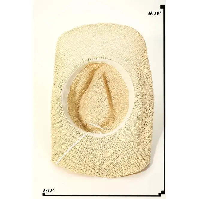 Turquoise Beaded Straw Cowboy Hat - Golden Hour Boutique