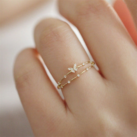 Dainty Double Layer Butterfly Ring