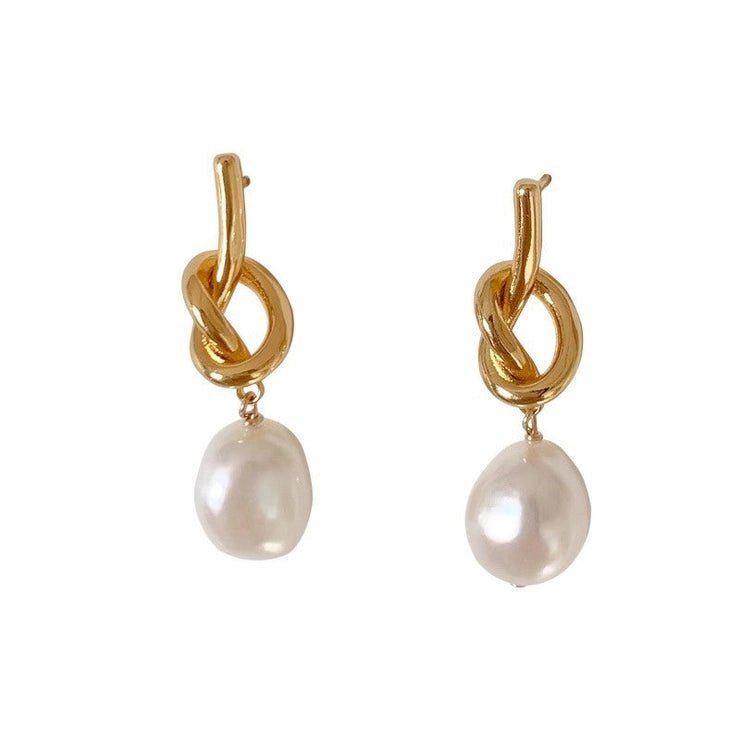 Baroque Pearl Knot Earrings - Golden Hour BoutiqueEarrings