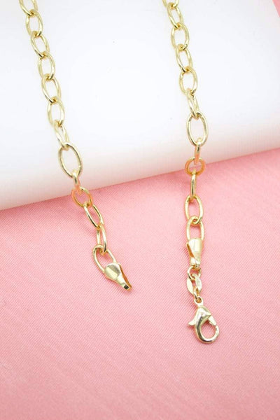 Gold 5mm Oval Link Chain Necklace