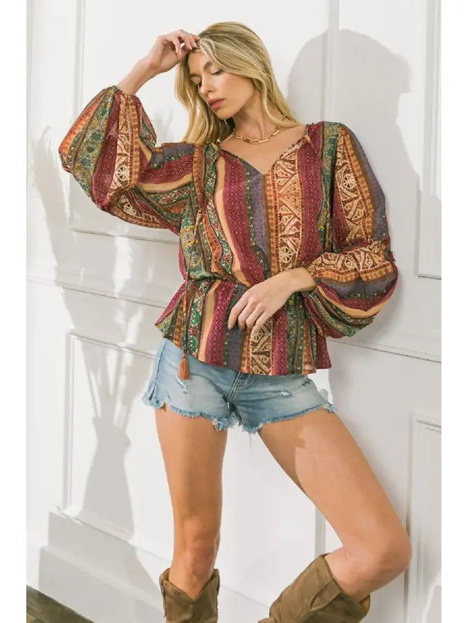 Gradient Peplum Blouse