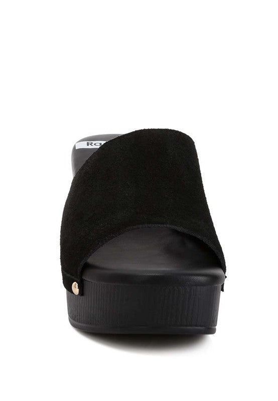 Cartera Suede High Block Heel Mules - Golden Hour Boutique
