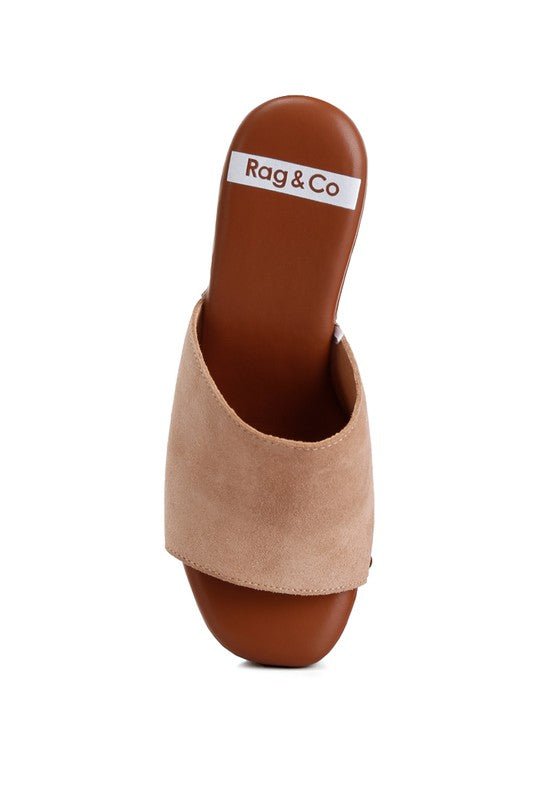 Cartera Suede High Block Heel Mules - Golden Hour Boutique
