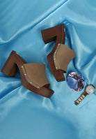Cartera Suede High Block Heel Mules - Golden Hour Boutique