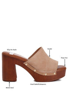 Cartera Suede High Block Heel Mules - Golden Hour Boutique