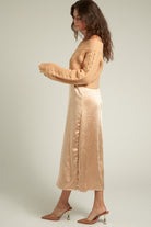 Champagne Ease Satin Midi Dress - Golden Hour BoutiqueMidi Dresses