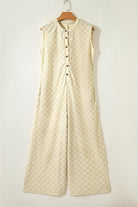 Checker Textured Sleeveless Wide Leg Jumpsuit - Golden Hour Boutique