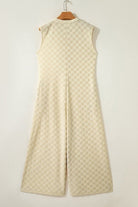 Checker Textured Sleeveless Wide Leg Jumpsuit - Golden Hour Boutique