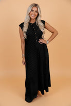 Checker Textured Sleeveless Wide Leg Jumpsuit - Golden Hour Boutique