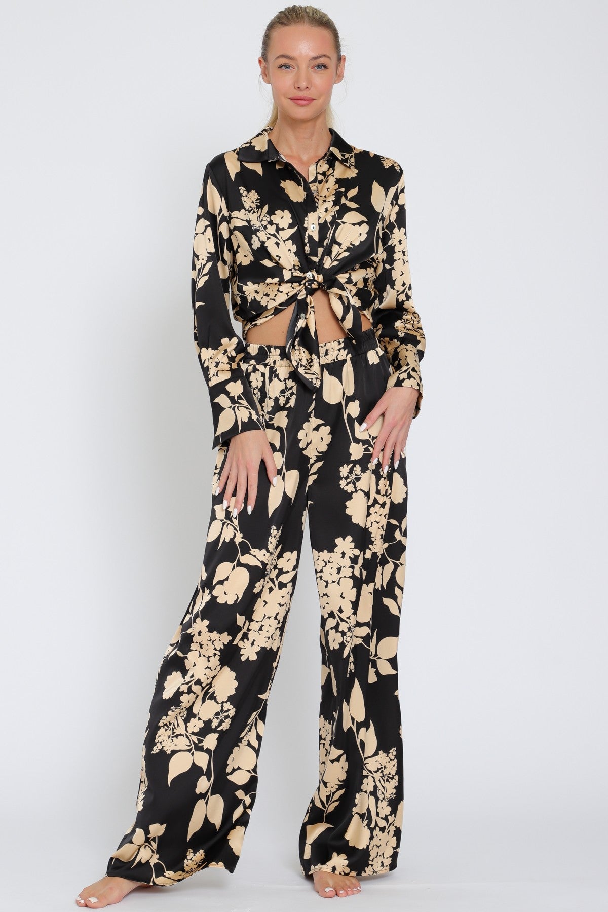 City Vibes Satin Pants - Golden Hour BoutiqueWide Leg Pants