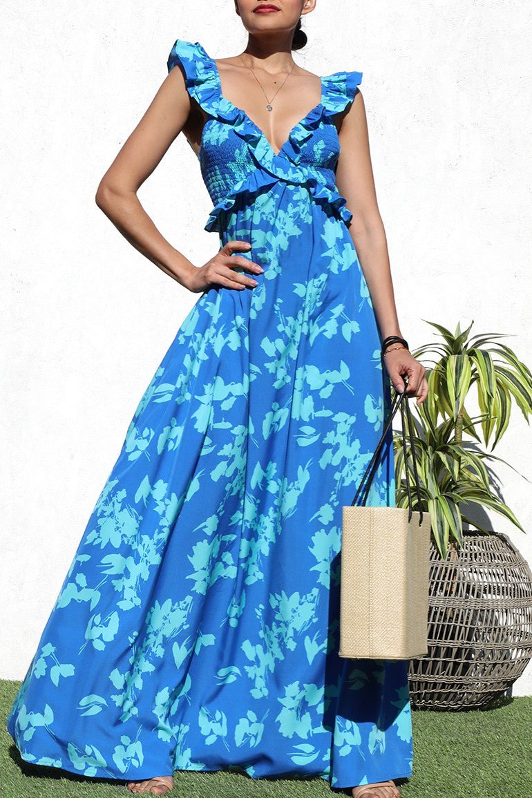 Coastal Bliss Flutter Sleeve Maxi Dress - Golden Hour Boutiquemaxi dresses