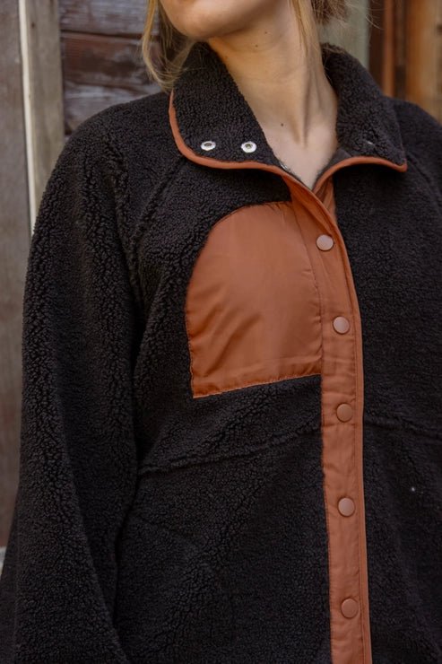 Colorblock Snap Button Down Shacket - Golden Hour BoutiqueShacket