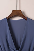Deep V - Neck Knotted Front Layered Flare Mini Dress - Golden Hour Boutique