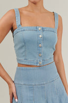 Denim Daze Button Up Cropped Top - Golden Hour BoutiqueCrop Tops