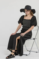 Denim Off Shoulder Puff Sleeves Smocked Dress - Golden Hour Boutique