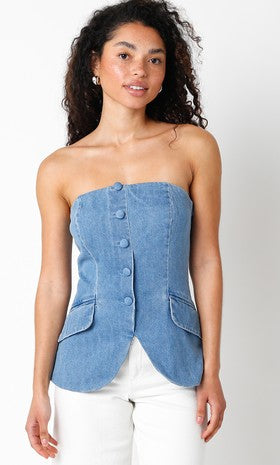 Here For It Denim Top