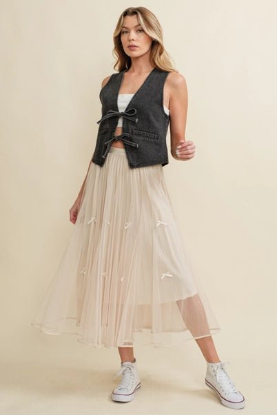 Dusk to Denim Tie Front Vest - Golden Hour BoutiqueVests