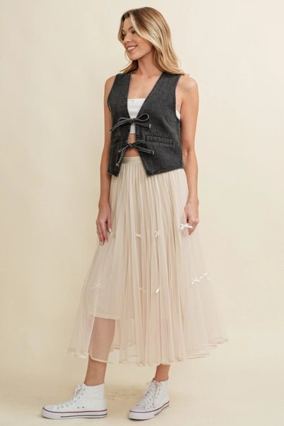 Dusk to Denim Tie Front Vest - Golden Hour BoutiqueVests