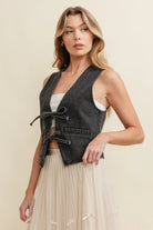 Dusk to Denim Tie Front Vest - Golden Hour BoutiqueVests