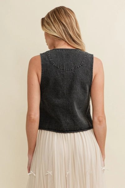 Dusk to Denim Tie Front Vest - Golden Hour BoutiqueVests