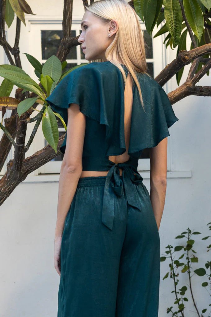Emerald Flow Wide Leg Pants - Golden Hour BoutiquePants