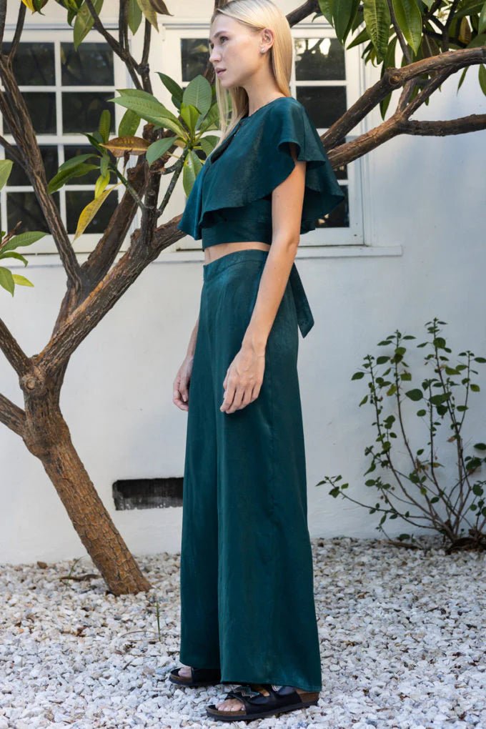 Emerald Flow Wide Leg Pants - Golden Hour BoutiquePants