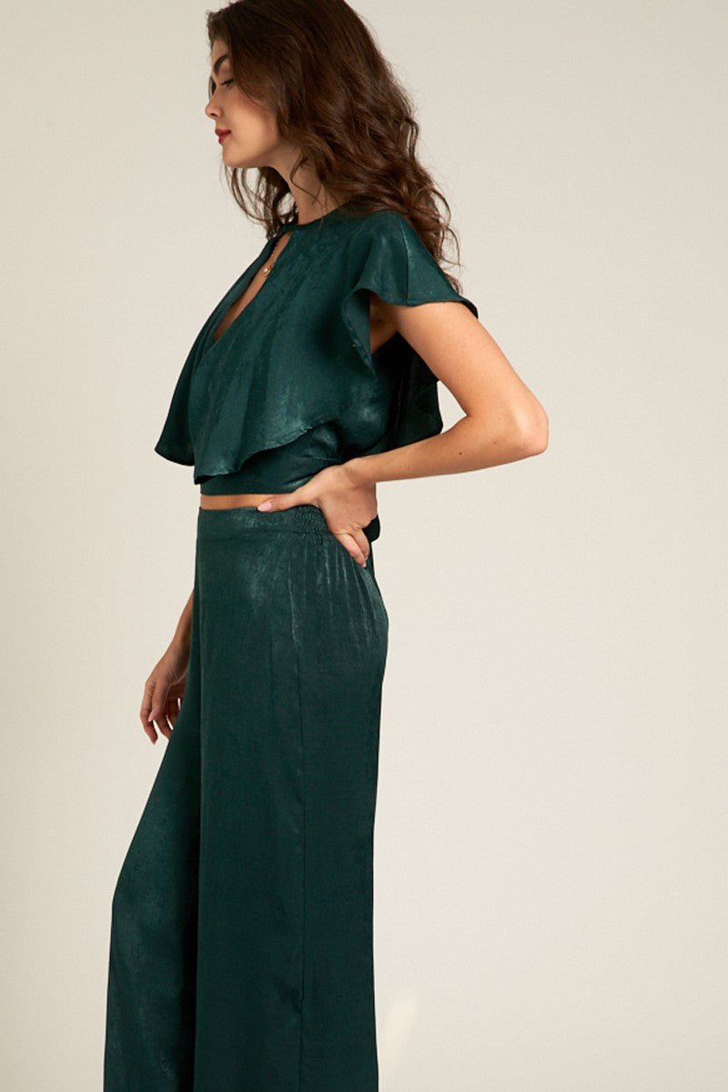 Emerald Flow Wide Leg Pants - Golden Hour BoutiquePants