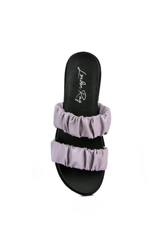 FAUX LEATHER RUCHED STRAP PLATFORM SANDALS - Golden Hour Boutique