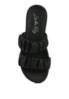 FAUX LEATHER RUCHED STRAP PLATFORM SANDALS - Golden Hour Boutique