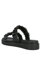 FAUX LEATHER RUCHED STRAP PLATFORM SANDALS - Golden Hour Boutique