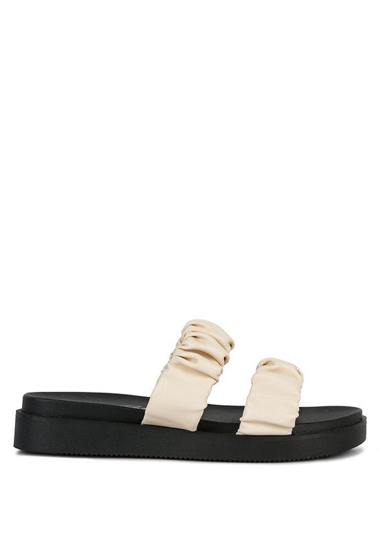 FAUX LEATHER RUCHED STRAP PLATFORM SANDALS - Golden Hour Boutique