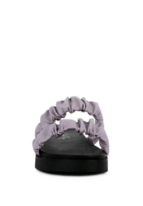 FAUX LEATHER RUCHED STRAP PLATFORM SANDALS - Golden Hour Boutique