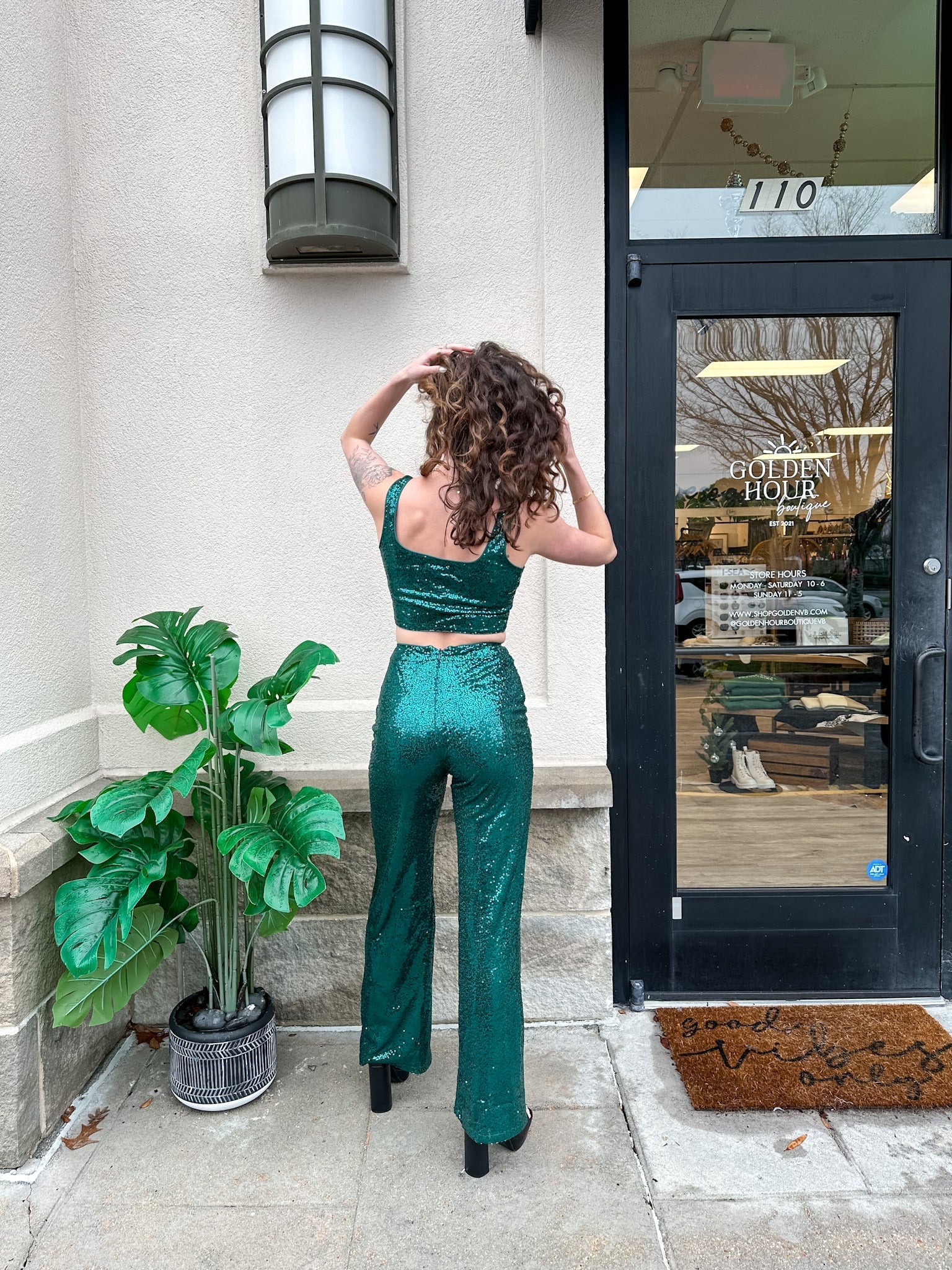 Festive Glow Sequin Pants - Golden Hour Boutique