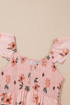 Floral V - Neck Smocked Ruffle Hem Maxi Dress - Golden Hour Boutique