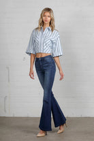Get Rowdy Dark Denim Flare Jeans - Golden Hour BoutiqueJeans