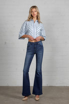 Get Rowdy Dark Denim Flare Jeans - Golden Hour BoutiqueJeans