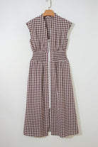 Gingham Plaid Zipped Cinched Waist Maxi Dress - Golden Hour Boutique