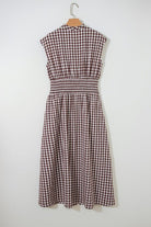 Gingham Plaid Zipped Cinched Waist Maxi Dress - Golden Hour Boutique
