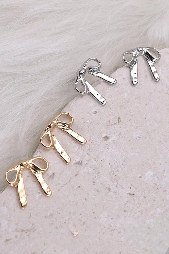 Hammered Bow Stud Earrings - Golden Hour BoutiqueEarrings