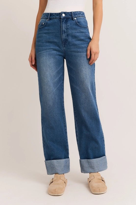 High Waist Cuffed Denim Jeans - Golden Hour BoutiqueJeans