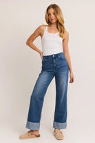 High Waist Cuffed Denim Jeans - Golden Hour BoutiqueJeans