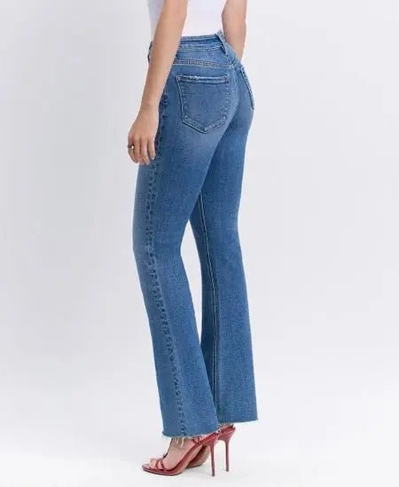 Intelligent High Rise Raw Hem Bootcut Jeans - Golden Hour BoutiqueJeans