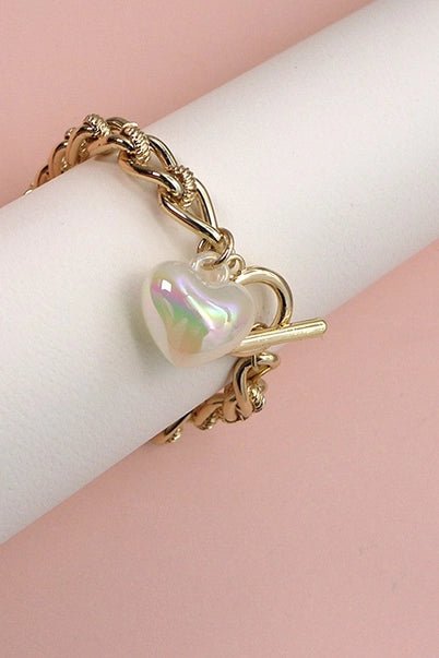 Iridescent Heart Chain Bracelet - Golden Hour BoutiqueBracelets